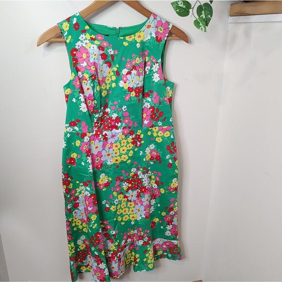 Talbots Springtime Floral Shift Dress in Green/Multicolor Size 2 Petite - Picture 3 of 13